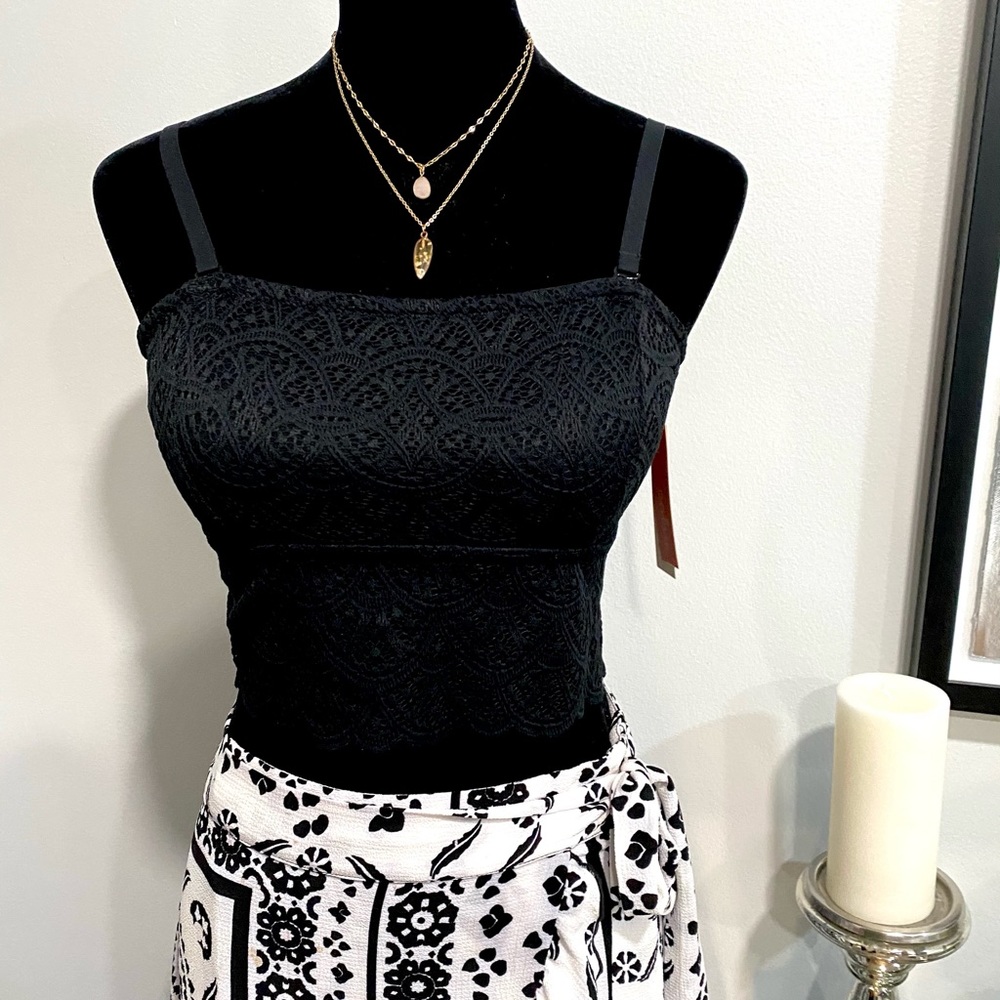 NWT Black Lace Crop Cami Top